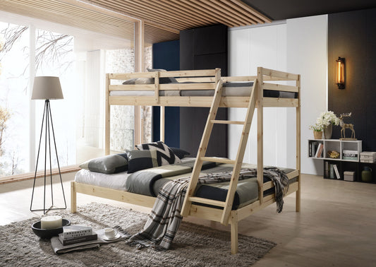 Solid Timber Triple Bunk Bed Single over Double White