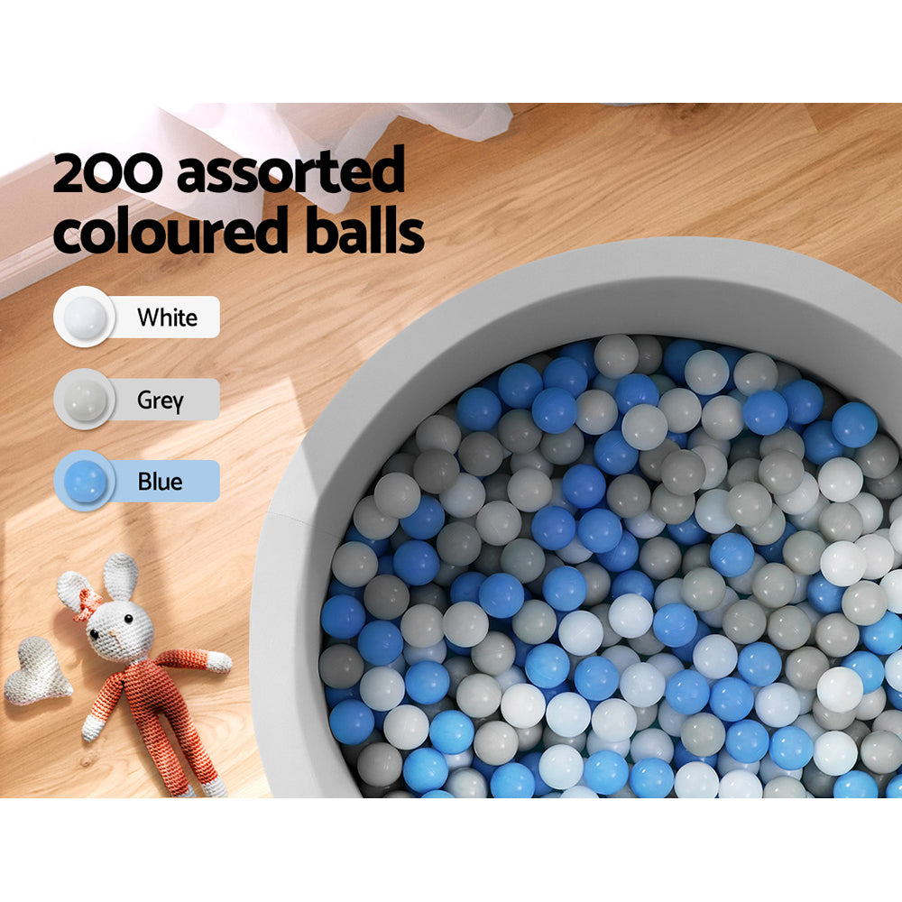 Keezi Kids Ball Pit 90x30cm Ocean Foam Play Pool Barrier Toys Children Grey