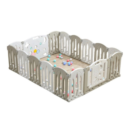 GOMINIMO Foldable Baby Playpen with 16 Panels (White Grey)