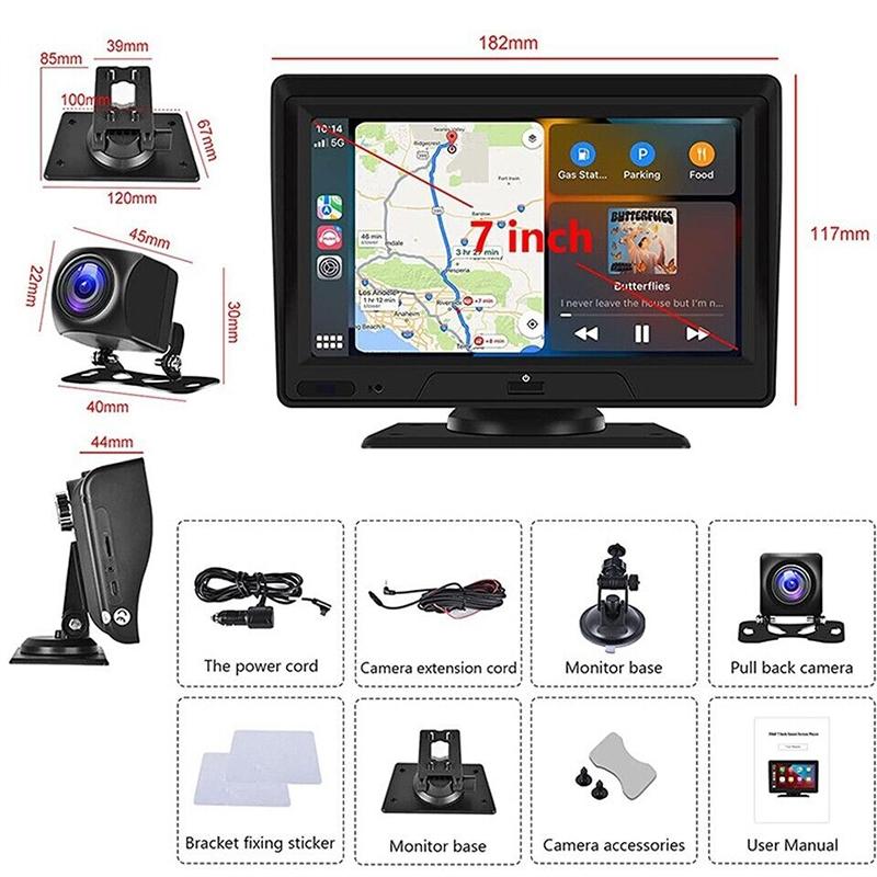 7 Touch Display Car Navigator With Dual-Lens Smart Driving Recorder - Portable And Wireless