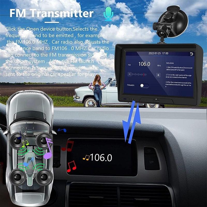 7 Touch Display Car Navigator With Dual-Lens Smart Driving Recorder - Portable And Wireless