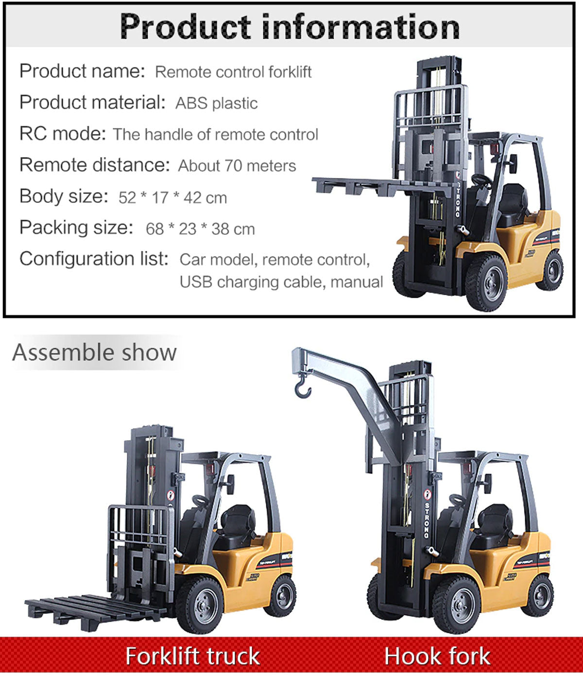 Huina 1/10 RC 8CH ForkLift Excavator Industrial Construction Engineering Vehicle Truck Kids Adult Toys alloy