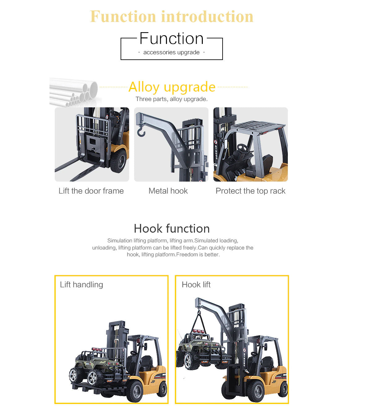 Huina 1/10 RC 8CH ForkLift Excavator Industrial Construction Engineering Vehicle Truck Kids Adult Toys alloy