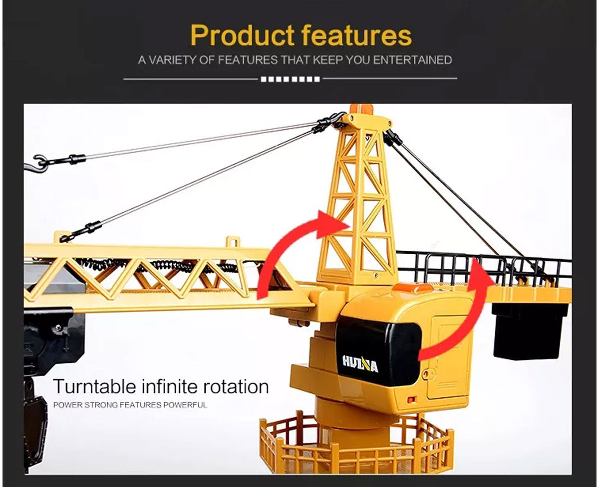 HUINA 1/14 12CH RC Alloy Tower Crane Engineering Construction Vehicle Toy Kids Car