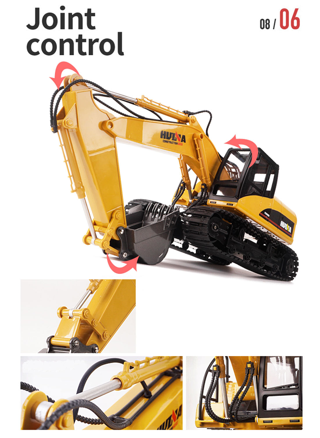 HUINA 1/14 15CH RC Alloy Excavator Construction Engineering Vehicle Digger Toy Gift