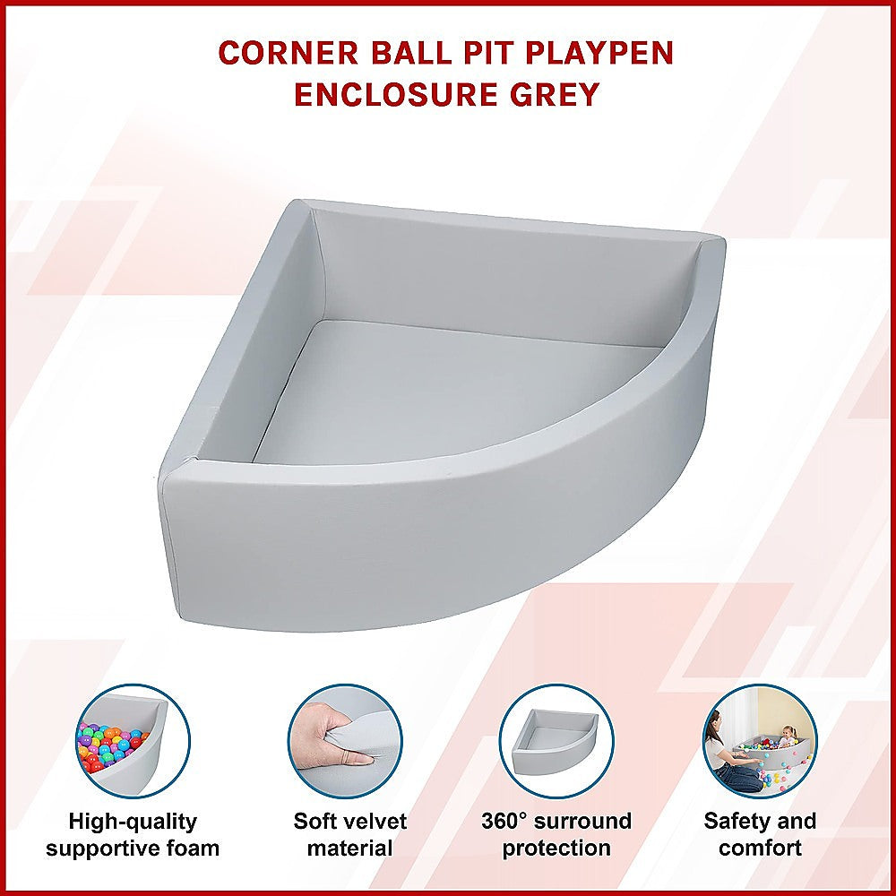 Corner Ball Pit Playpen Enclosure Grey