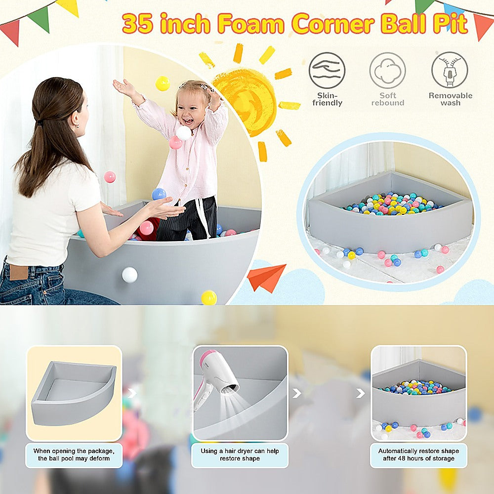 Corner Ball Pit Playpen Enclosure Grey