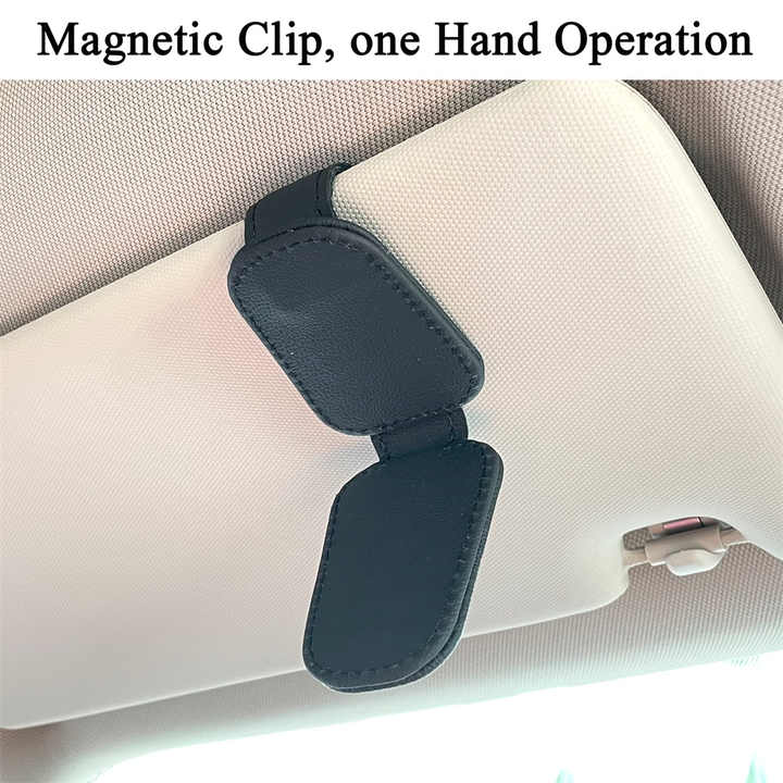 2pcs Beige Car Sun Visor Glasses Holder - Universal Sunglasses Clip for Secure Storage