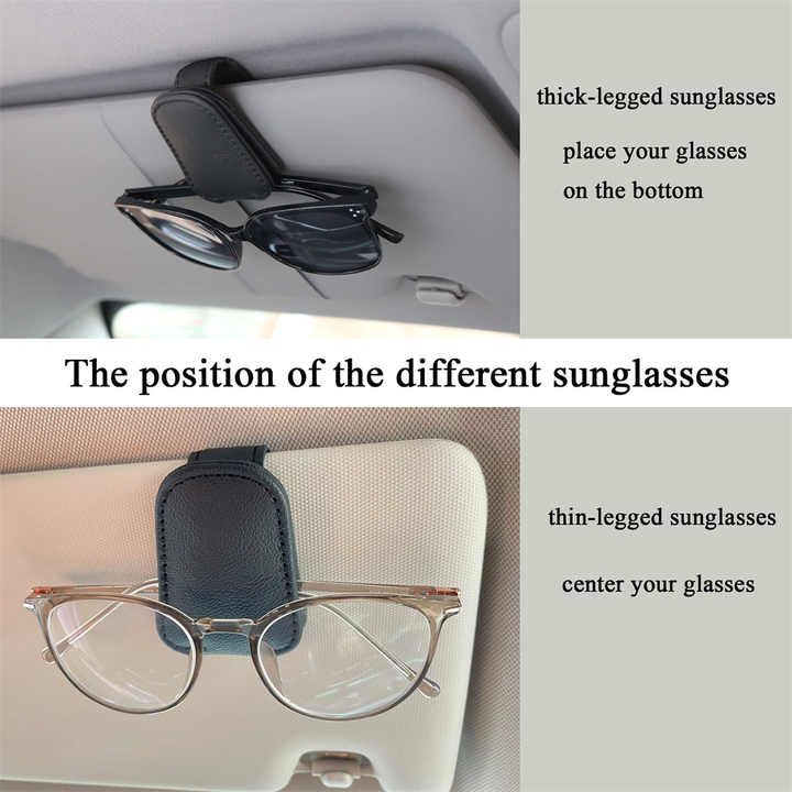 2pcs Grey Car Sun Visor Glasses Holder - Universal Sunglasses Clip for Secure Storage