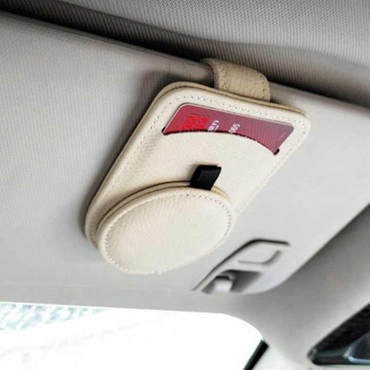 Red Multifunctional Car Sun Visor Glasses Clip with Card Holder - Compact and Convenient