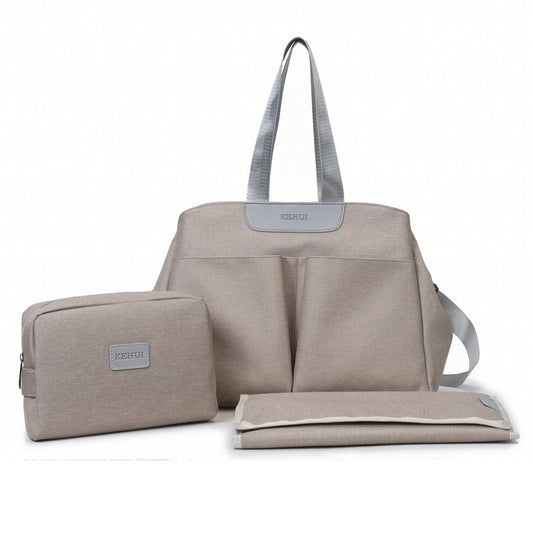 Grey Multi-functional Baby Diaper Bag with Changing Mat - Travel & Stroller-Friendly Design