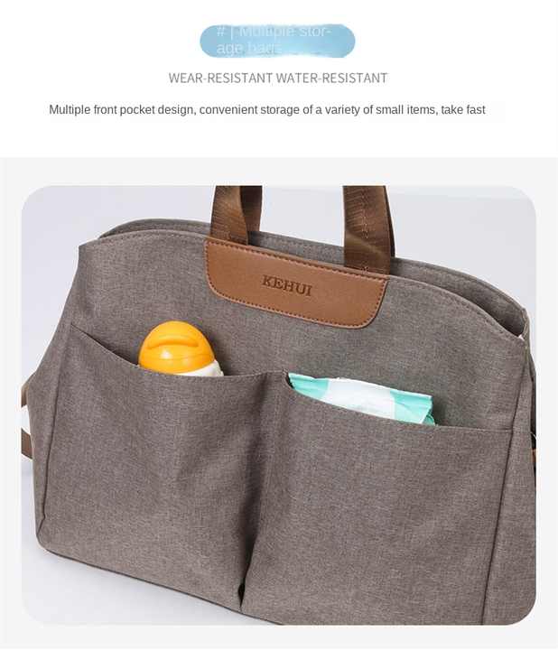 Dark Grey Multi-functional Baby Diaper Bag with Changing Mat - Travel & Stroller-Friendly Design