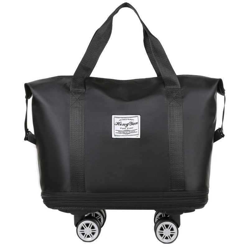 Black Large Capacity Travel Bag with Expandable Design, Waterproof & Wet-Dry Separation, 360° Spinner Wheels - Ideal for Students, Business, and Maternity