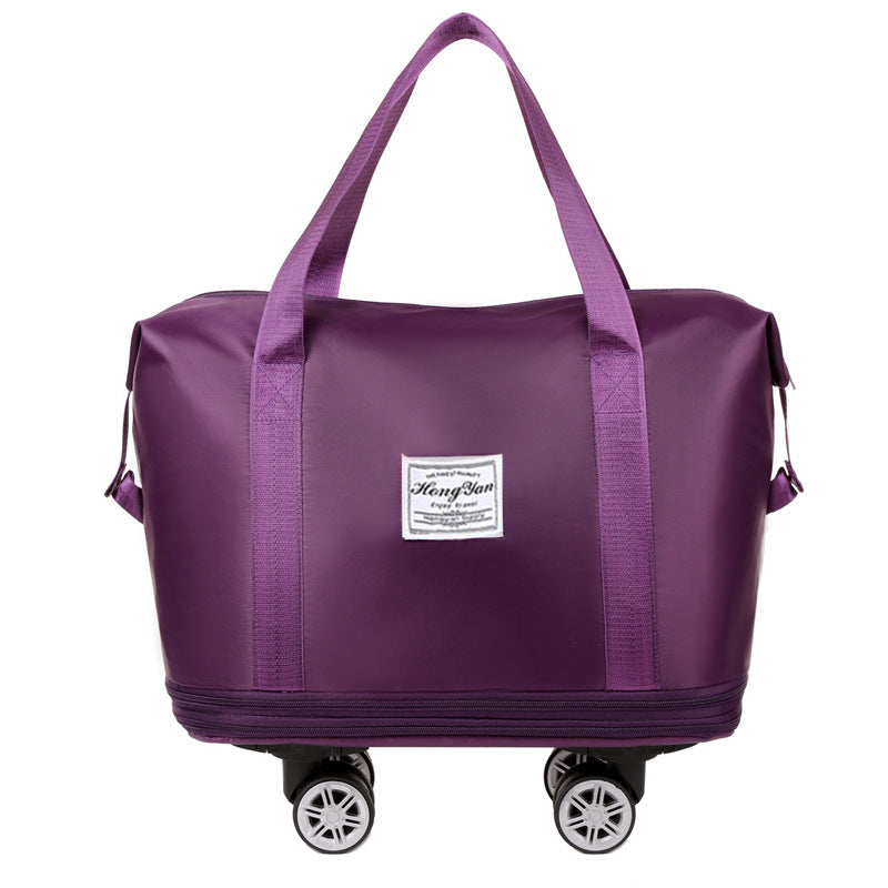 Dark Purple Large Capacity Travel Bag with Expandable Design, Waterproof & Wet-Dry Separation, 360° Spinner Wheels - Ideal for Students, Business, and Maternity