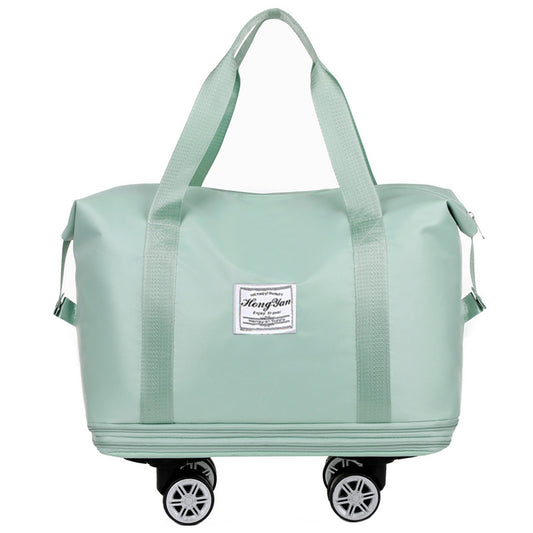 Light Green Large Capacity Travel Bag with Expandable Design, Waterproof & Wet-Dry Separation, 360° Spinner Wheels - Ideal for Students, Business, and Maternity