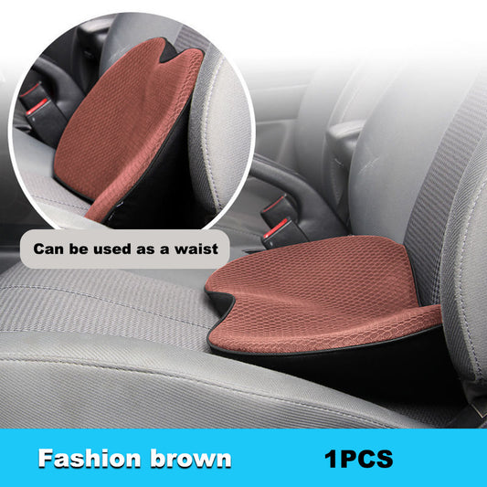 Brown Mini Car Seat Cushion - Memory Foam Height-Boost Cushion with Removable Mesh Cover - Driver Seat Pad for All Seasons