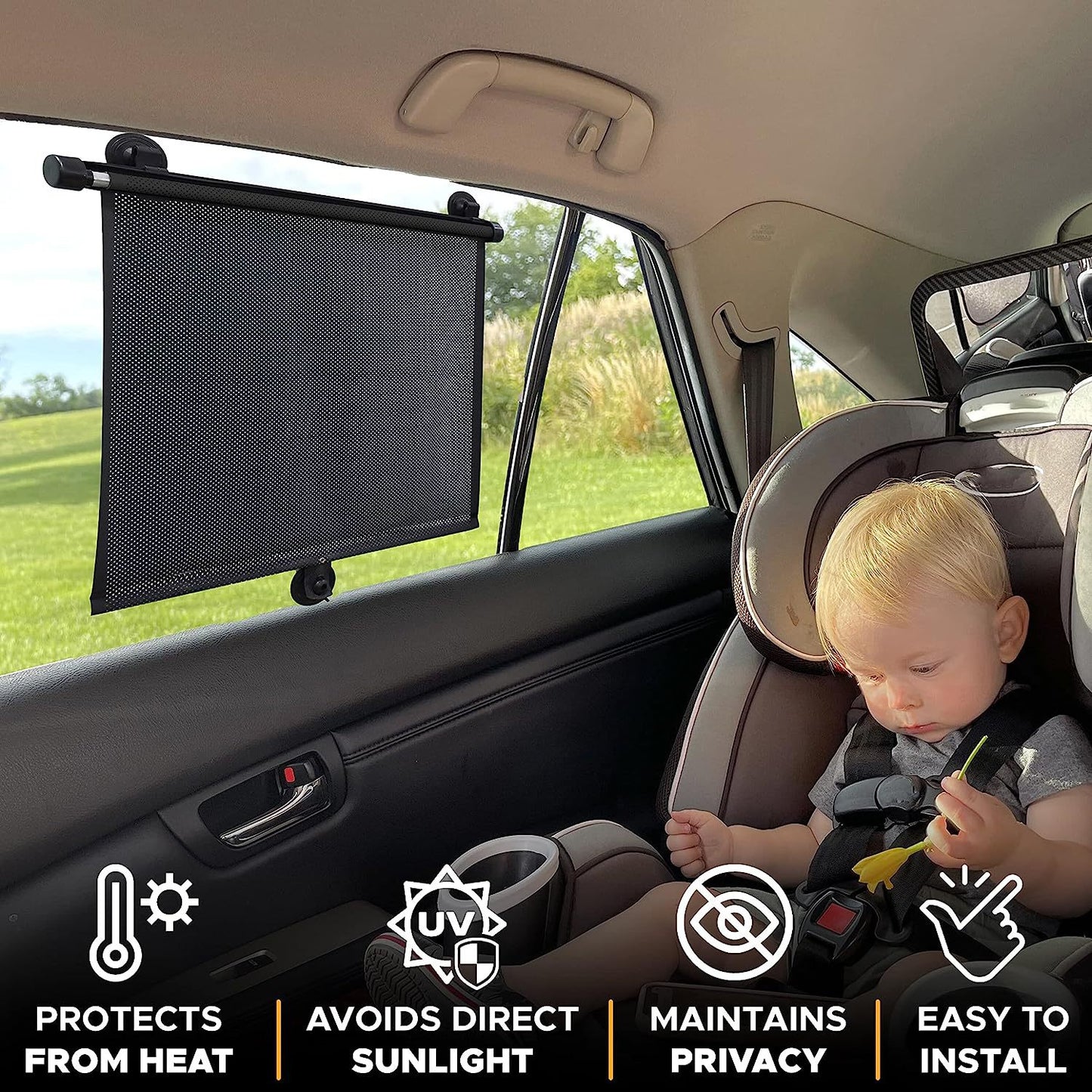 2 PCS Car Side Window Sunshade Protector, UV Protection and Heat Blocker 50x50cm