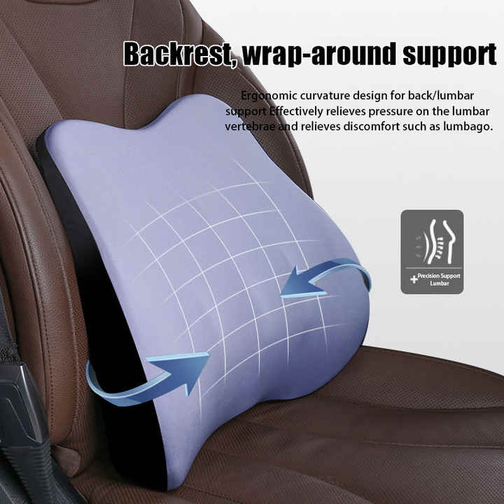 Black Memory Foam Car Seat Neck and Lumbar Support Set – Ergonomic Cushion for Office, Home, and Driving