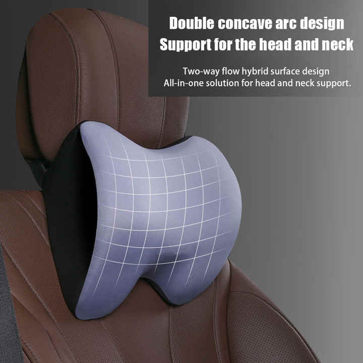 Blue Memory Foam Car Seat Neck and Lumbar Support Set - Ergonomic Cushion for Office, Home, and Driving