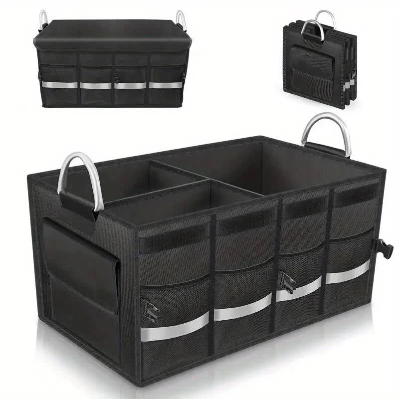 Foldable Car Storage Box with Metal Handle - Foldable Trunk Organizer for Efficient Vehicle Storage 50*35*30cm