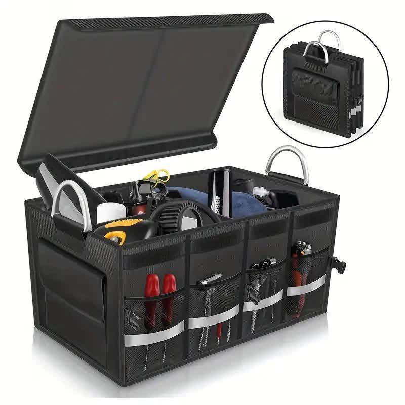 Foldable Car Storage Box with Metal Handle - Foldable Trunk Organizer for Efficient Vehicle Storage 50*35*30cm